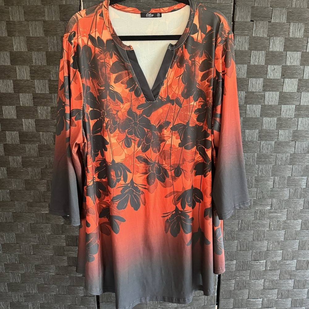LILY BY FIRMIANA 3X Stretchy Tunic Top Multicolor 3/4 Sleeve